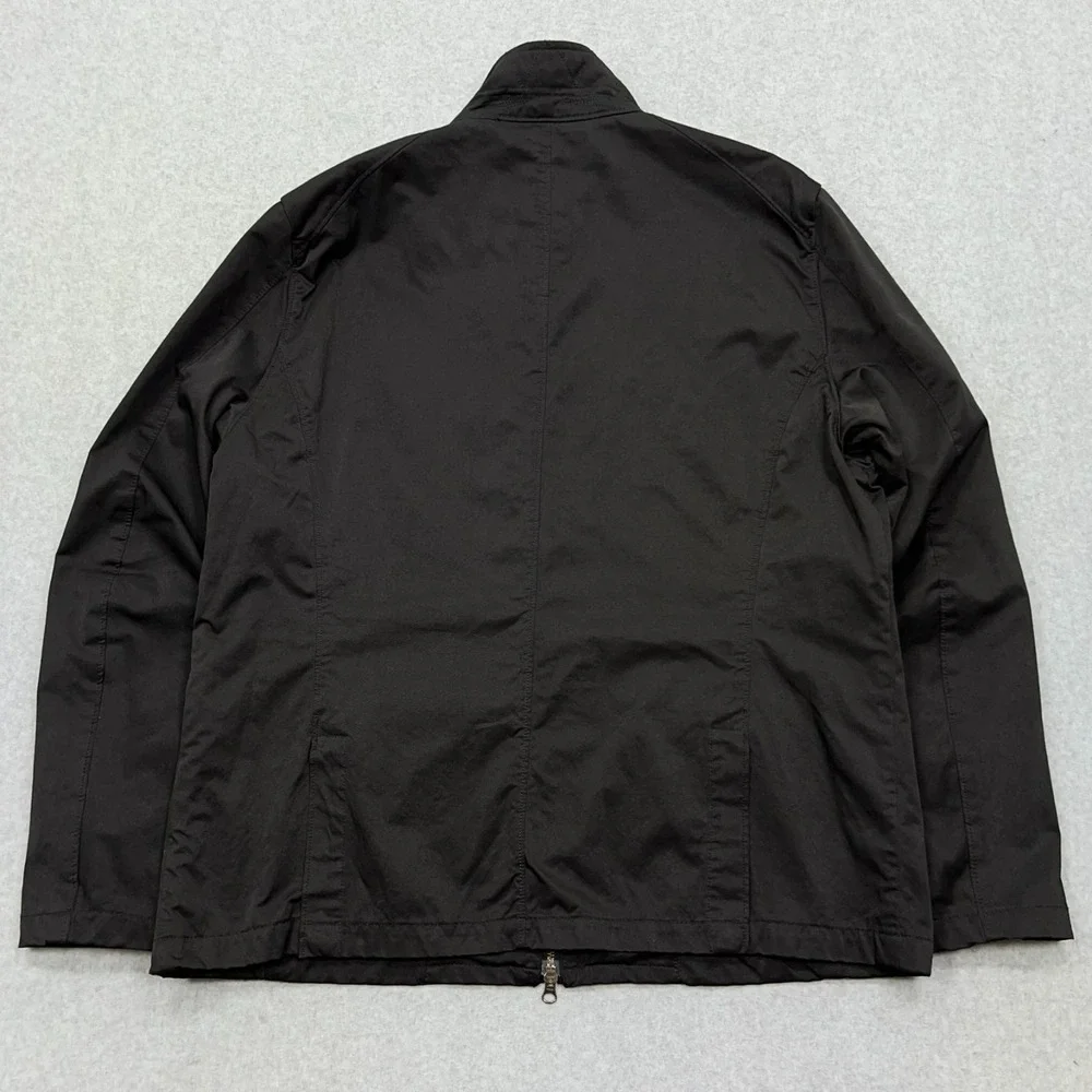 Banana‎ Republic Waxed Field Jacket Men's XL Black Full Zip Chin Strap Chore Y2K